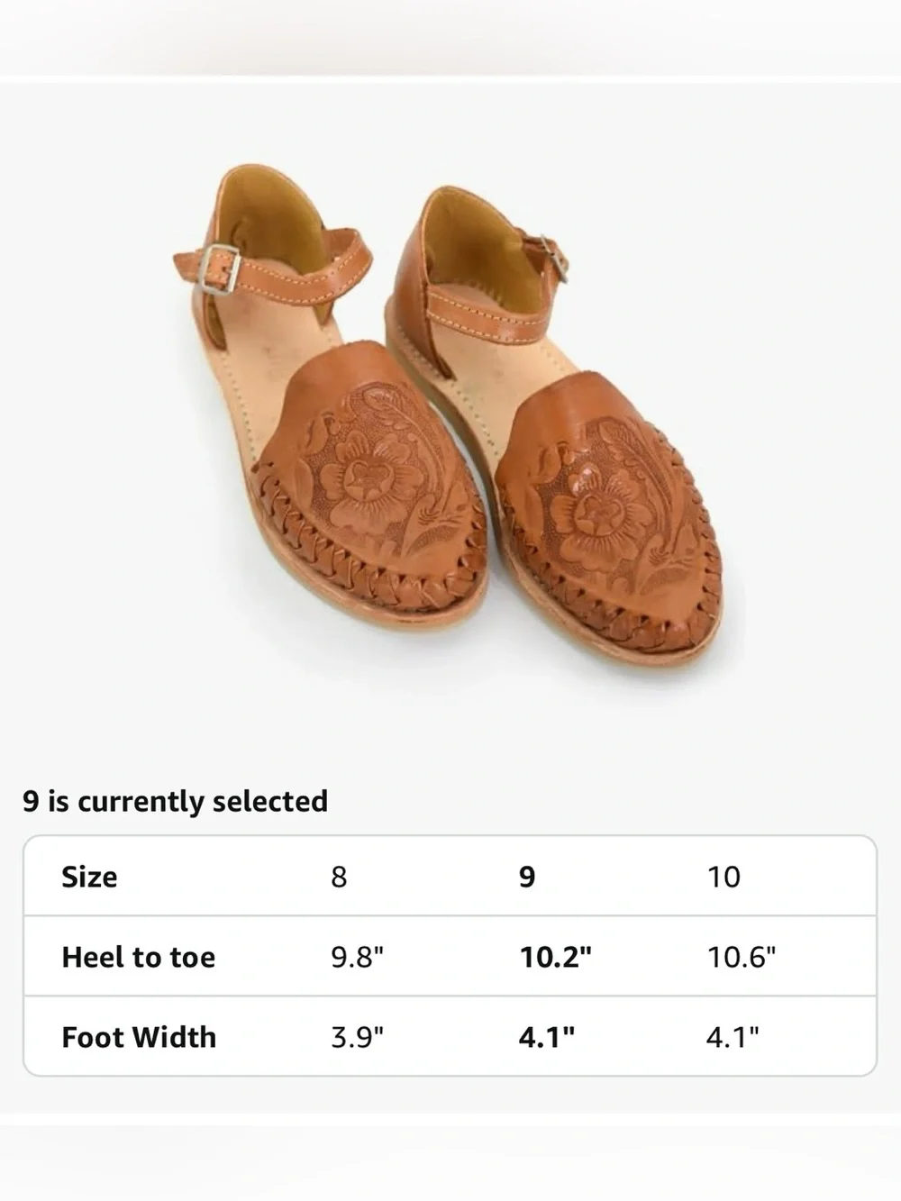 NWOT Women's Tan Leather Espadrille Sandals with Floral Hand Tooled Design sz 9